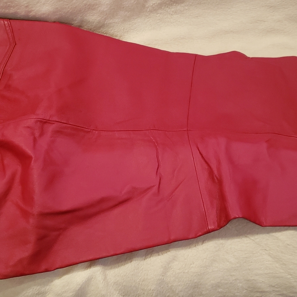 Red leather pants